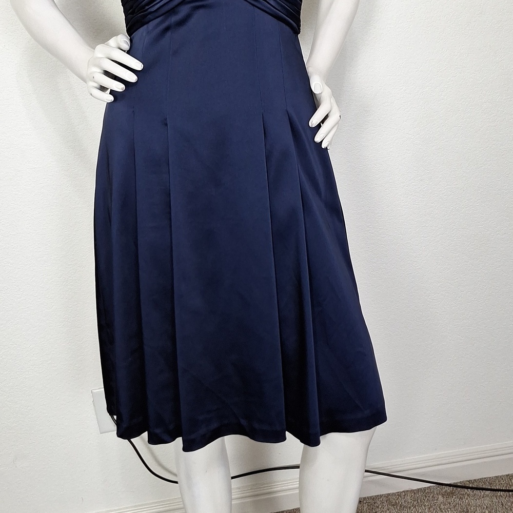 Calvin Klein Navy Ruched Sleeveless Fit & Flare Dress Size 2 - Picture 4 of 13